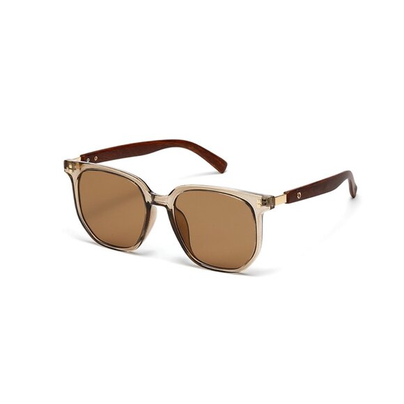 Retro Brown Large Frame Sunglasses Square Wood Grain Glasses Sunglasses main image 9